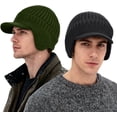 thumbnail image 2 of 2Pack Men&Women Winter Warm Fleece-Lined Knit Beanie Hats with Visor & Ear Flaps for Cold Weather, 2 of 7