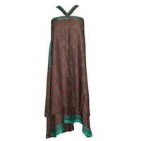 Mogul Women's Magic Beach Wrap Skirt Maroon Silk Sari Reversible Cruise Dress
