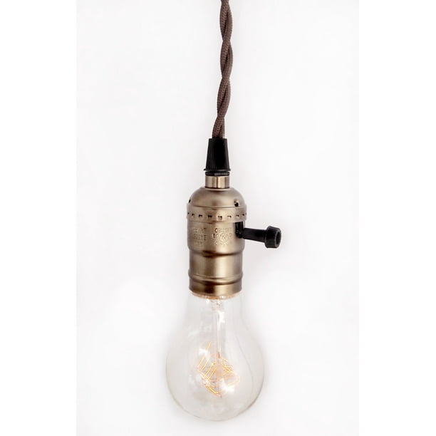 Fantado Single Copper Socket Vintage Style Pendant Light Cord W Dimmer 11 Ft Twisted Brown Cloth By Paperlantern Com - Brass Pendant Light Cloth Cord Fantado Single Copper Socket Vintage Style Pendant Light Cord W Dimmer 11 Ft Twisted Brown Cloth By Paperlantern Com - Brass Pendant Light Cloth Cord