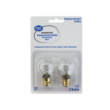 Great Value Incandescent S11 Replacement Bulb 25 Watt 2 Pack, E17 Base
