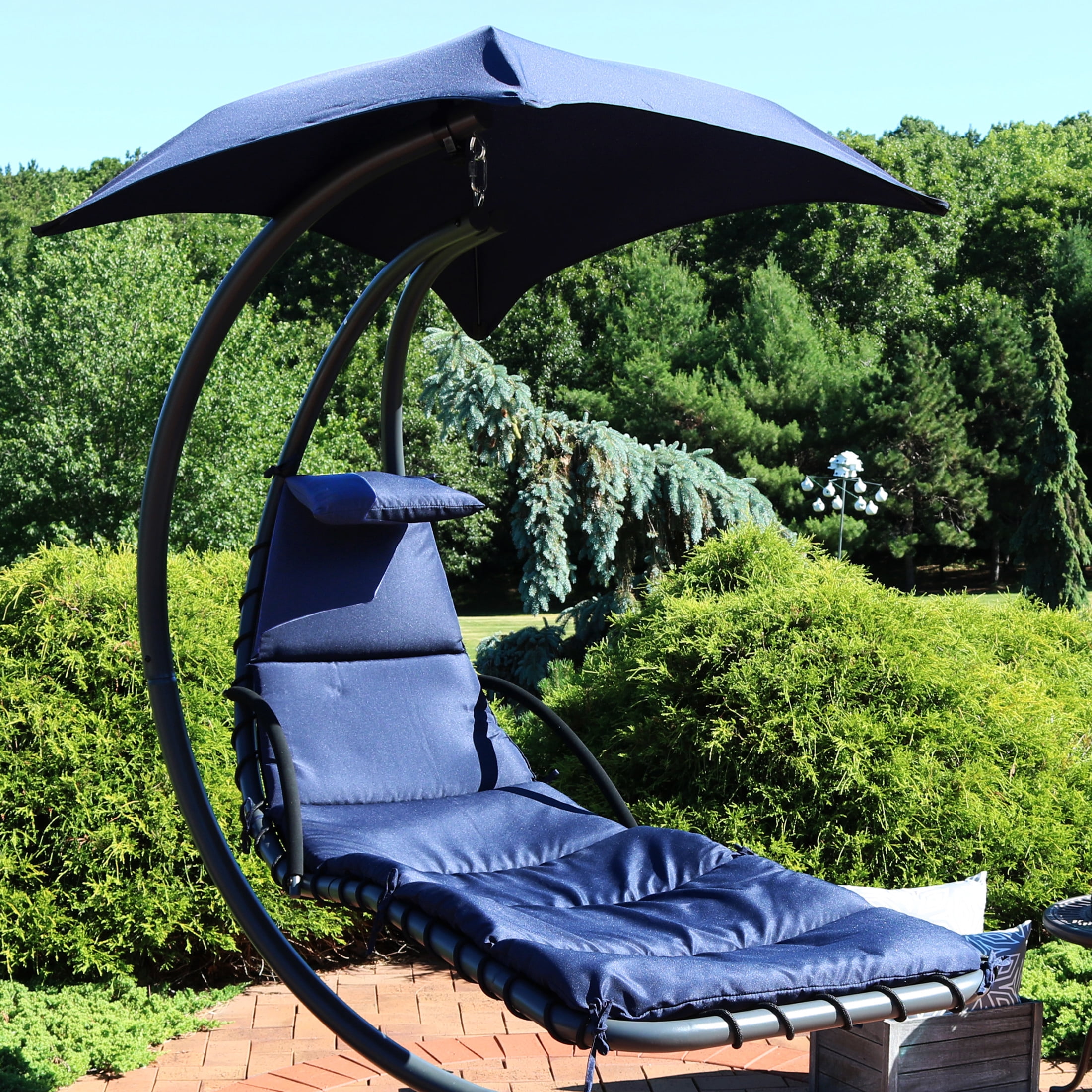 Sunnydaze 27" x 88.5" Navy Blue Outdoor Hanging Lounge Chair Replacement Cushion