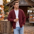 thumbnail image 6 of IYYVV Mens Cardigan V Neck Sweater Long Sleeve Lightweight Button Fit Soft Knitted Fabric,Classic Button Front Closure Wine 2XL, 6 of 9