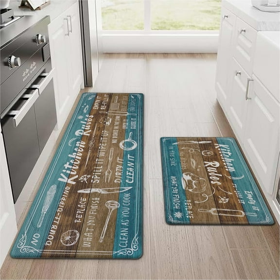 Farmhouse Kitchen Rugs Sets of 2, Waterproof Kitchen Mats for Floor, Cushioned Anti Fatigue Mats for Kitchen Floor Mat, Kitchen Rugs Non Slip Washable 18'''' x 48'''' 18'''' x 30''''