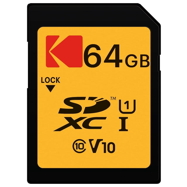 Kodak 64 GB Class 10 UHS-I U1 SDXC Premium Memory Card, 85MBs Read Speed, 25MBs Write Speed for Full HD Videos and High-Resolution Pictures, Compatible with Devices Supporting SDHC and SDXC Standards