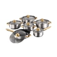 thumbnail image 3 of Juego de 6 piezas de utensilios de cocina antiadherentes de acero inoxidable: ollas y sartenes con tapas de vidrio y cacerola. Plata, 3 of 9