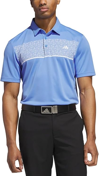 Adidas Men's 4-Way Stretch Chest Print Golf Polo Blue Fusion photo 1