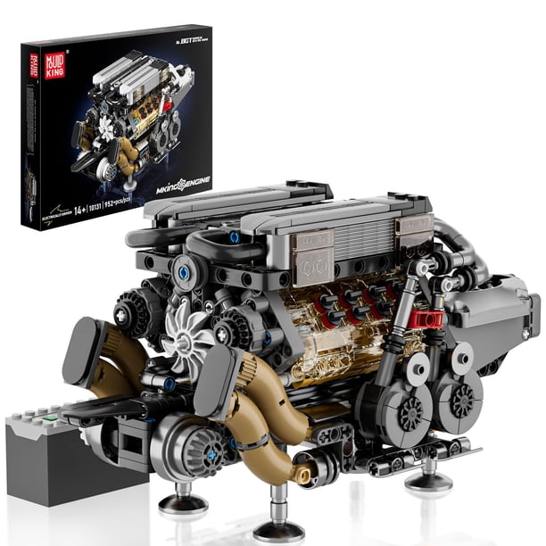Kit de motor Mould King W16 Twin V8 visible, motor de coche, 952 unidades