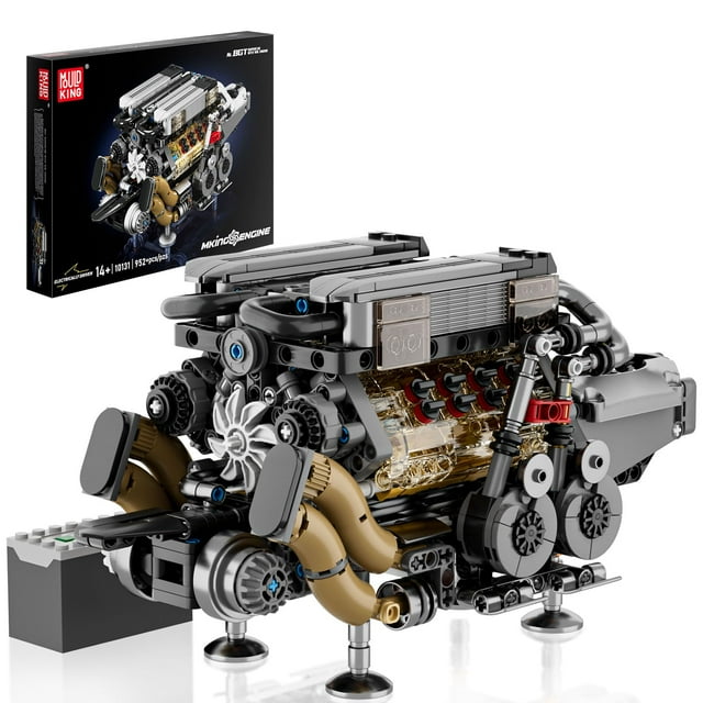Kit de motor Mould King W16 Twin V8 visible, motor de coche, 952 unidades