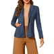 thumbnail image 1 of Blazer de ante sintético para mujer INSPIRE CHIC con solapa, mangas largas, chaqueta para el trabajo, talla XS, color azul marino, 1 of 6