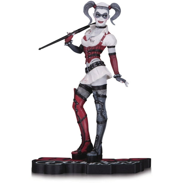 harley quinn red white and black statue