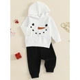 thumbnail image 4 of Toddler Baby Boys Christmas Clothing Sets 6 12 18 24 Months 2T 3T Snowman Print Long Sleeve Hooded Sweatshirt Drawstring Long Pants Outfits, 4 of 9