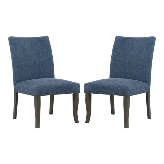 Hamilton Dining Chair 2-Pack with Gray Washed Legs in Atlantic Blue Fabric