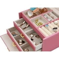 thumbnail image 4 of Gogcaro Jewelry Box Organizer for Women Girls, Three Layer Jewelry Storage Box with Mirror PU Leather Jewelry Display Case for for Bracelets, Earrings, Rings, Necklaces, Red, 4 of 7