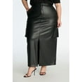 thumbnail image 2 of ELOQUII Women's Plus Size Maxi Cargo Faux Leather Skirt, 2 of 3