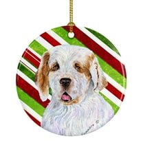 Clumber Spaniel Candy Cane Holiday Christmas Ceramic Ornament SS4569