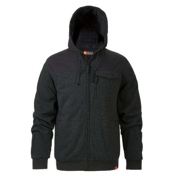 The American Outdoorsman Sherpa Lined Hoodie with Zipper and Pockets, Insulated Layer for Hiking and Camping in Cold Weather (Black Heather, Medium)