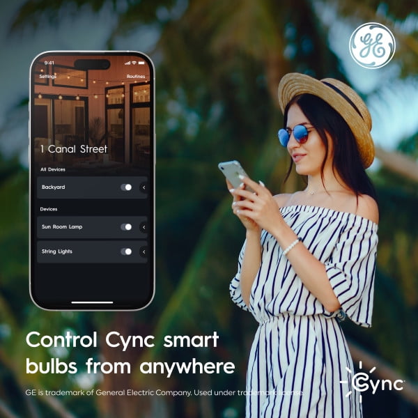 GE Cync Full Color Direct Connect Smart Bulb, 60W Replacement, Bluetooth/Wifi Enabled, Works with Alexa, Google Assistant without Hub (1 pack)