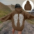 thumbnail image 6 of oqasdz Sweatshirts for Women Fall Hoodies with Angel Print Solid Color Long Sleeve Pullover Streetwear Comfort Cozy Casual Outdoor, 6 of 6