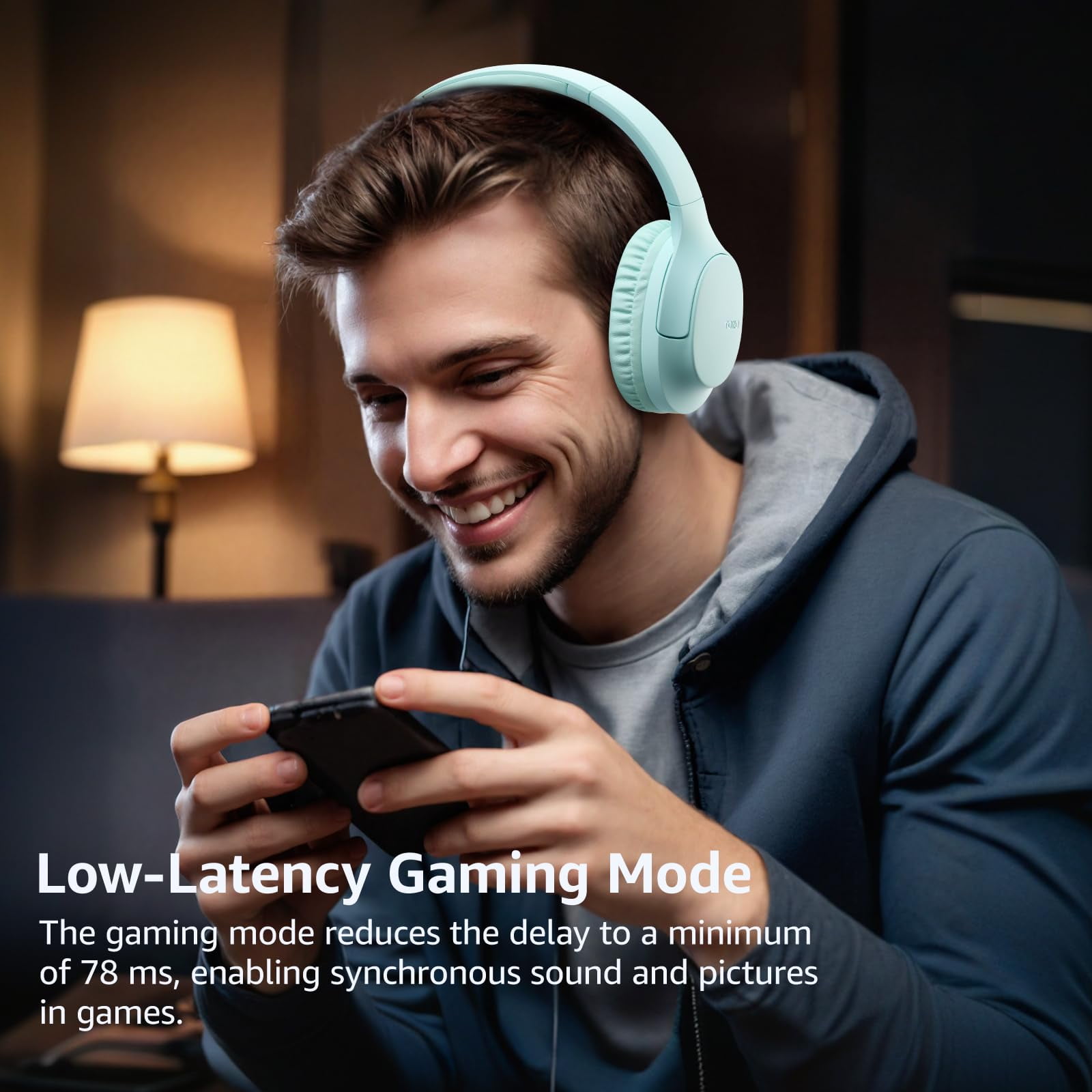 TOZO Upgraded Bluetooth 5.4 Over Ear Headphones, ENC Call Noise Cancelling Mic, Foldable Wireless Headset, 70H Playback, Deep Bass Stereo Sound, Customizable EQ via Button & App, for Travel and Home