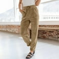 thumbnail image 2 of FAIWAD Corduroy Pants for Women Elastic High Waist Drawstring Straight Pants Loose Comfy Trousers with Pockets, 2 of 7