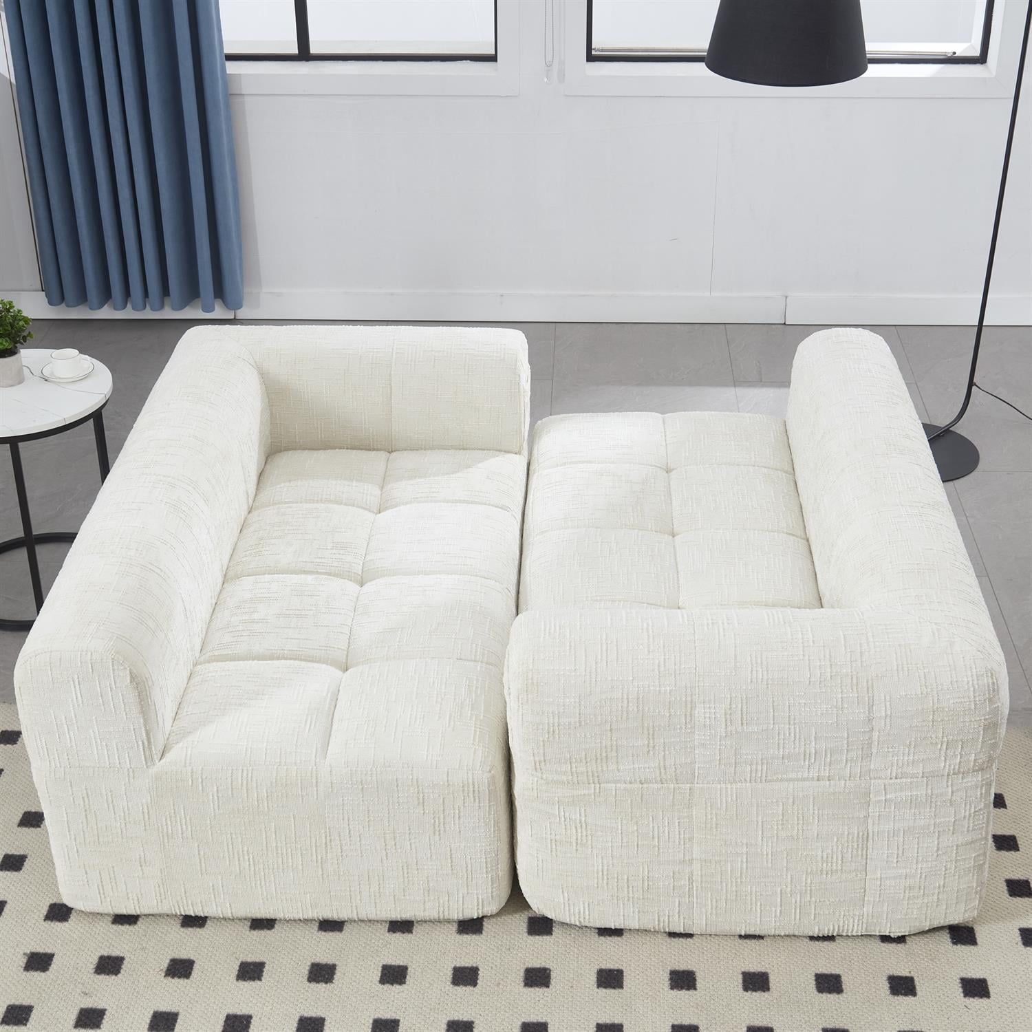 Demi Bonn 62" Plush Chenille Loveseat Sofa, Modular Sleeper for Living Room, Bedroom, Apartment Lounge, Stylish & Comfortable Couch, White