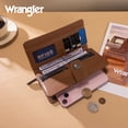 thumbnail image 6 of Wrangler Women's RFID Bifold Wallet - Large Western Tooling Flower Design, Card Case & Cash Organizer, Stylish Travel Clutch for Ladies, Brown, 6 of 7