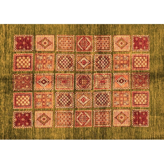 Ahgly Company Indoor Rectangle Abstract Orange Modern Area Rugs, 5' x 7'