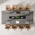 thumbnail image 4 of 8FT Large Conference Table For 10 People, Industrial Rectangular Meeting Table With Cable Management Grommets, Heavy Duty Sturdy Office Table For Home Office Studio Business Conference Room (Grey), 4 of 7