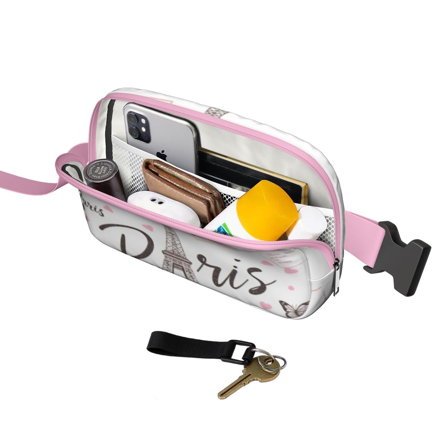 Fanny Pack Paris Belt Bag Sporty Waist Pack for Women Casual Waist Packs with Adjustable Strap Waterproof Belt Bag for Daily Leisure Music Festival/Event