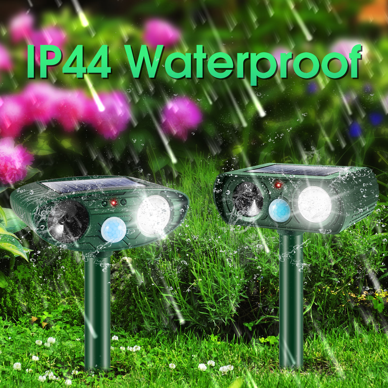 4 Pack Ultrasonic Animal Repellent Outdoor Solar Animal Repeller Waterproof with Motion Detection Cat Repellent Outdoor Deer Repellent Devices Dog Deterrent Skunk Repellent for Yard Garden Farm