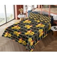 thumbnail image 4 of Ambesonne Emoji Fitted & Top Sheet Set with Shams, Happy Smiling Face with Torch, Black and Multicolor, 4 of 5