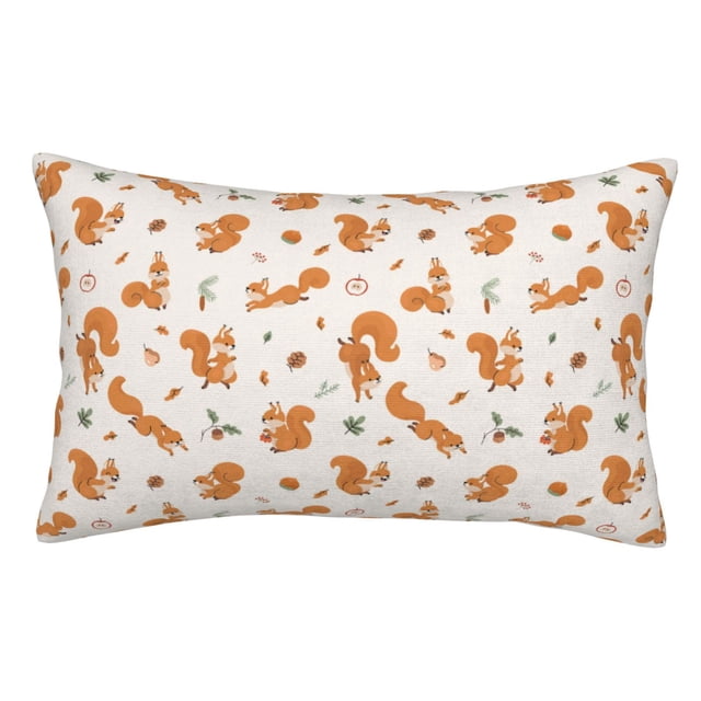 KLL Cute Squirrel Fall Pillow Covers Envelope Closure,Super Soft and Cozy Fuzzy Fleece Pillow Case Cover-14"x20"
