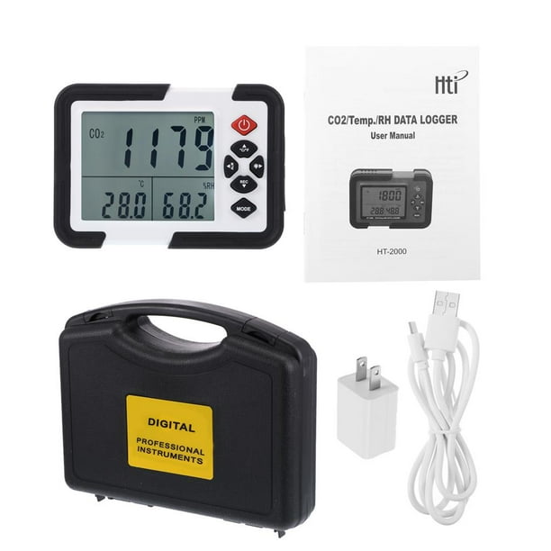Pantalla Lcd Detector De Gas De Dióxido De Carbono Motor De Dióxido De Carbono Digital Detector De Del Aire Multifuncional Con Función De Alarma Automática Para Taller Oficina En El Hogar Monstrate TO005655-01