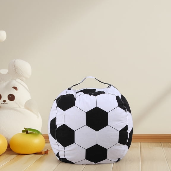 Minkissy Fluffy Soccer Bean Bag Chair Storage Sack with Easy Clean Foldable Cover