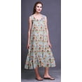 thumbnail image 5 of Bimba Light Steel Blue8 Floral Tomato & Peony Mid Calf Nightwear Ladies Cotton Printed Sleeveless Night Gown Maxi Dress X-Small, 5 of 6