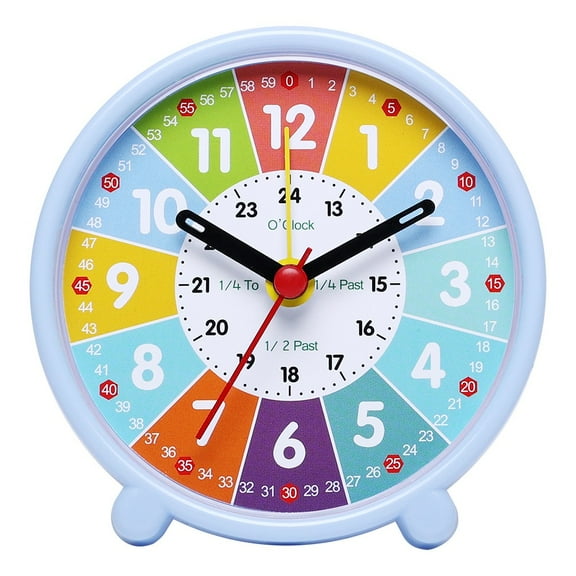 Luolandi For Kids Teaching Clock Silent and Colorful for Learning Hours Minutes and Time Early School Blue