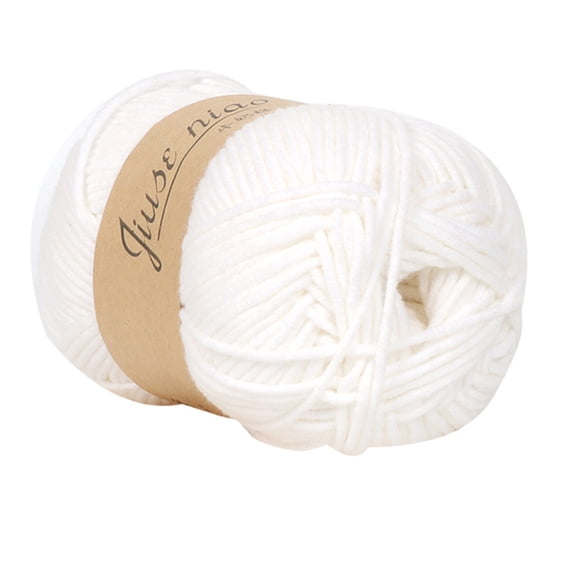 Milk Cotton Crochet Yarn, Knitting Wool for Baby Clothes Scarf, Soft Breathable Diy Thread for Handmade Crafts White1 (1Pcs)