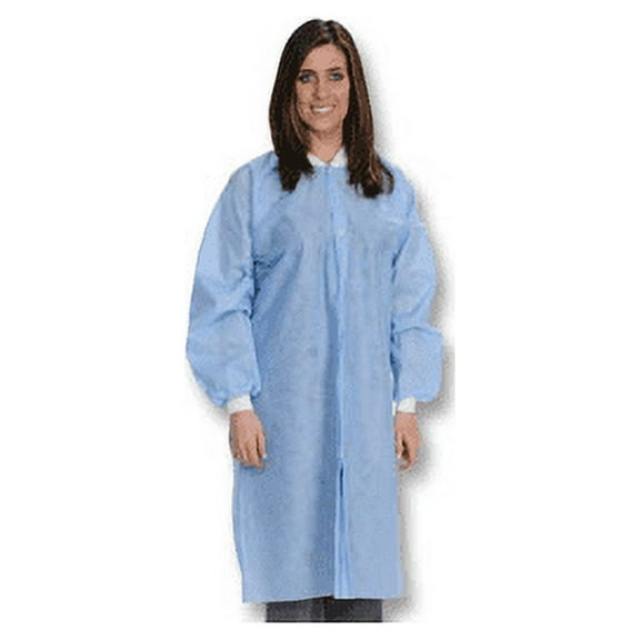 ValuMax 3560CBS Easy-Breathe SMS Knee Length Lab Coats Ceil Blue 10/Pk Small