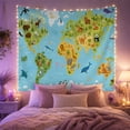 thumbnail image 2 of World Map Animals Across Continents and Oceans, Playful Illustration for Kids, Educational Wall Art, Back to School Gift, Tapestry Wall Hanging for Classroom and Playroom, 2 of 7