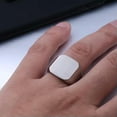 thumbnail image 4 of QQTDFG Men Women Stainless Steel Square Shape Signet Simple Wedding Statement Ring-Shape G-Black-13, 4 of 4
