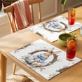 thumbnail image 4 of Easter Bunny Placemats Set of 6 Spring Blooms Floral Colorful Eggs Place Mats Indoor Wipeable Table Mats Washable Cloth Dining Table Placemats for Kitchen Holiday Party Home Decor 13x19 Inch, 4 of 9