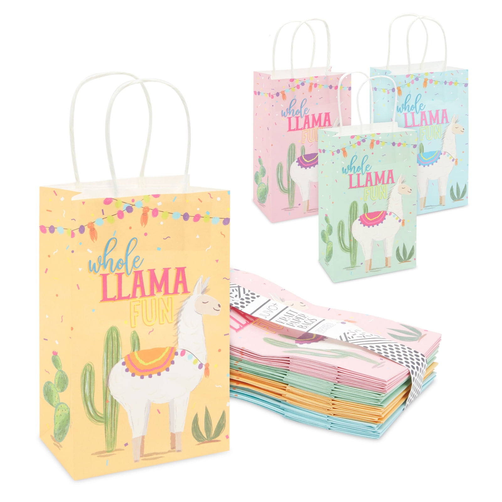 8 x Llama Birthday Party Favour Loot Bags Mexican Fiesta Birthday Party 