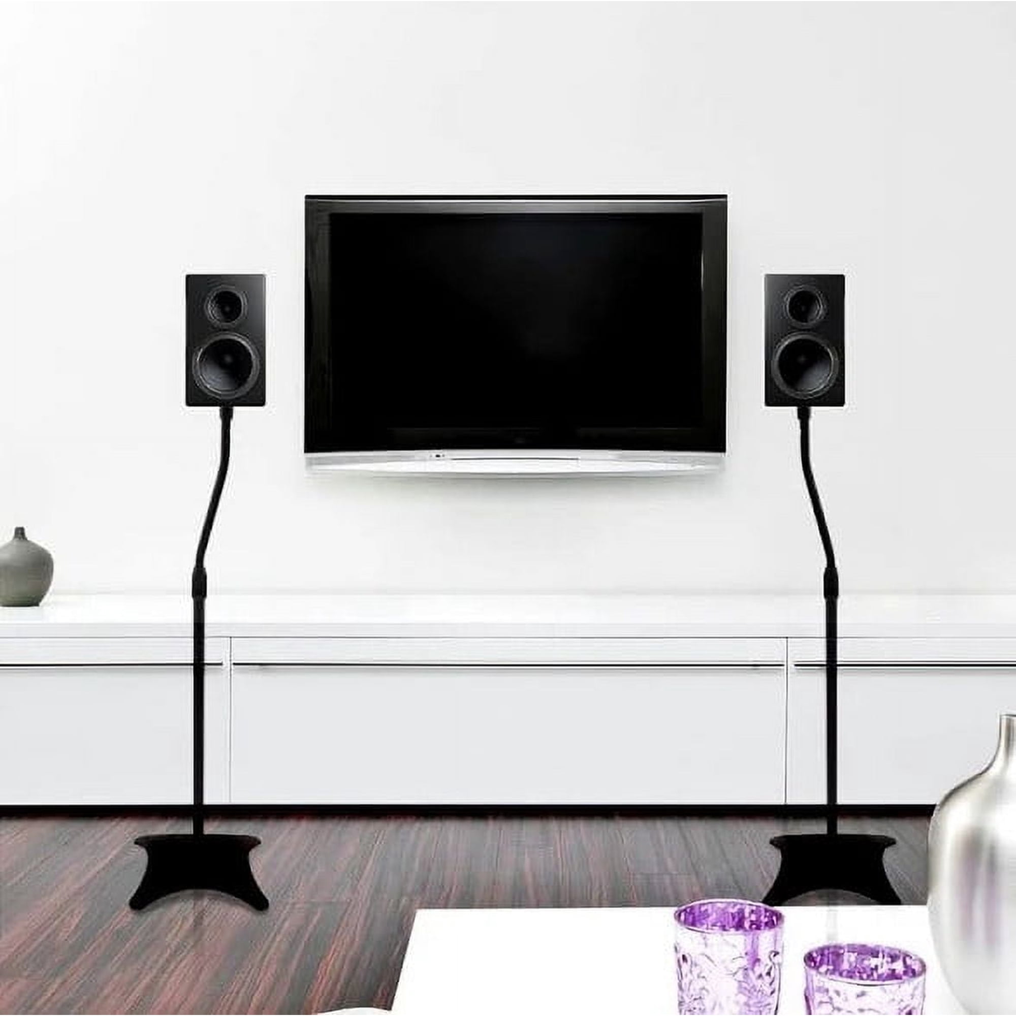 Mad Hornets Speaker Stands for Surround Sound and Home Theater Speakers, Floor-Standing Height Adjustable Mounts, 1-4 Pairs, 10 Lb Capacity, Black