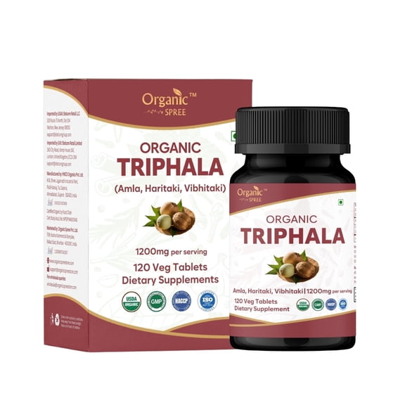 ORGANIC SPREE Triphala 120 Tablets | Amla, Haritaki & Bibhitaki | USDA Organic Certified