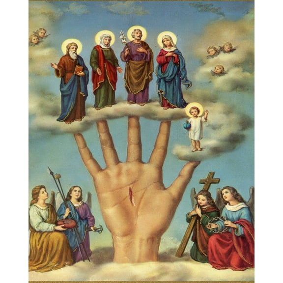 Catholic print picture - MOST POWERFUL HAND - 8" x 10" ready to be framed