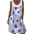 thumbnail image 3 of Vestido de playa de verano para mujer 2024 vintage estampado floral sin mangas cuello redondo vestidos sueltos plisados vestido de playa fluido, 3 of 5
