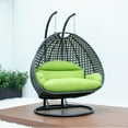 thumbnail image 6 of LeisureMod 2 Person Wicker Egg Chair Outdoor Indoor Bedroom Patio Hanging Lounge Swing Hammock Chairs with Black Stand and UV Resistant Cushions (Light Grey), 6 of 10