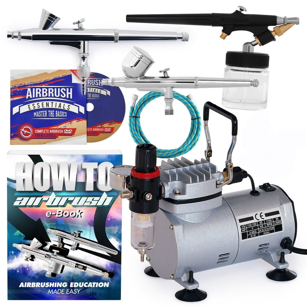 PointZero Airbrush Dual Action Airbrush Kit with 3 Airbrushes Walmart