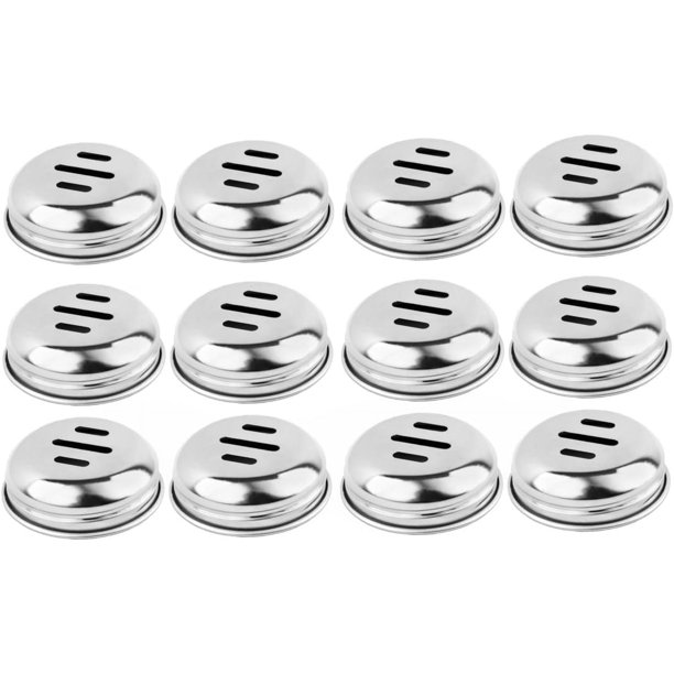 Soro Essentials - Juego de 12 escurridores de queso de acero inoxidable (solo tapa superior ranurada) - Compatible con escurridores de queso Swirl de 170 g. Tapa para recipiente de queso para