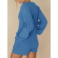 thumbnail image 2 of xiaxaixu Women’s Ribbed Knit Rompers Long Sleeve Solid Color Button Down Jumpsuit Shorts Loungewear, 2 of 8
